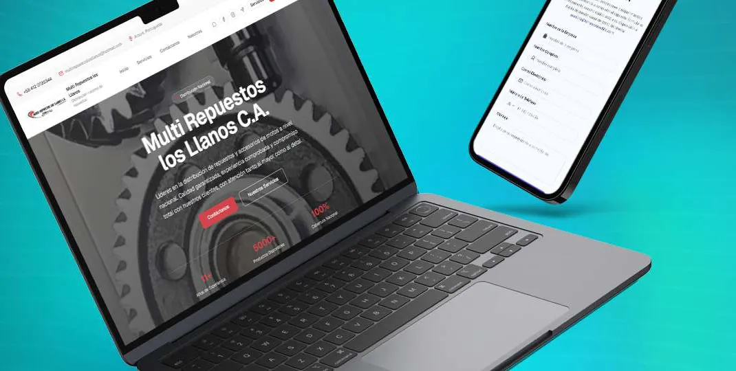 Web de Multi Repuestos los Llanos en laptop y celular